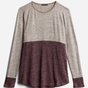 Pink Clover Harriet Brushed Whipstitch Detail Knit Top XL